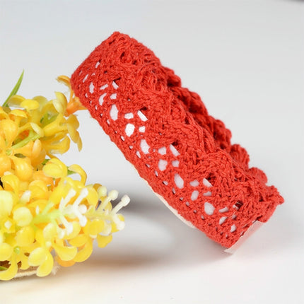 5 PCS Cotton Lace Fabric White Crochet Lace Roll Ribbon Knit Adhesive Tape Sticker Craft Decoration Stationery Supplies(Red)-garmade.com
