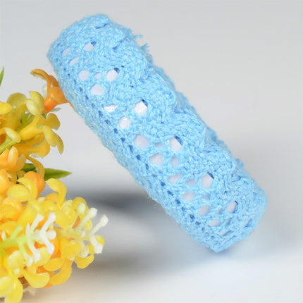 5 PCS Cotton Lace Fabric White Crochet Lace Roll Ribbon Knit Adhesive Tape Sticker Craft Decoration Stationery Supplies(Blue)-garmade.com