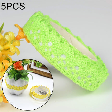5 PCS Cotton Lace Fabric White Crochet Lace Roll Ribbon Knit Adhesive Tape Sticker Craft Decoration Stationery Supplies(Fruit Green)-garmade.com