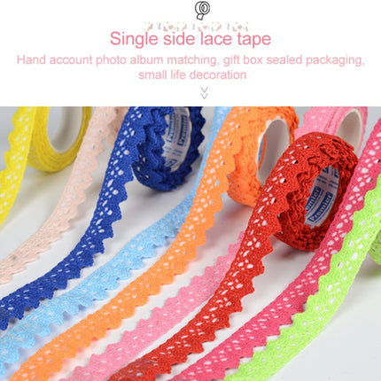 5 PCS Cotton Lace Fabric White Crochet Lace Roll Ribbon Knit Adhesive Tape Sticker Craft Decoration Stationery Supplies(Dark Blue)-garmade.com