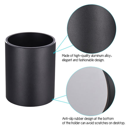 Aluminum Round Desk Pencil Holder Container Organizer Stationery Gift(Black)-garmade.com