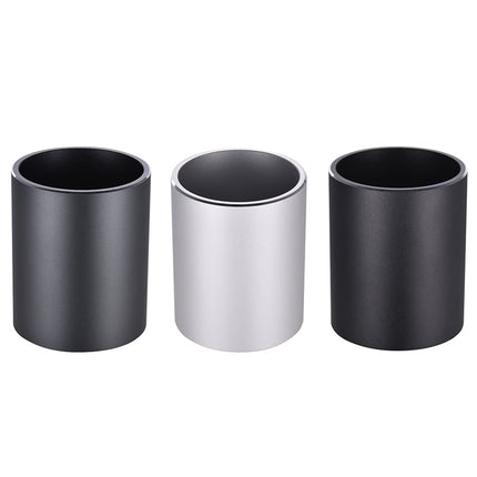 Aluminum Round Desk Pencil Holder Container Organizer Stationery Gift(Grey)-garmade.com