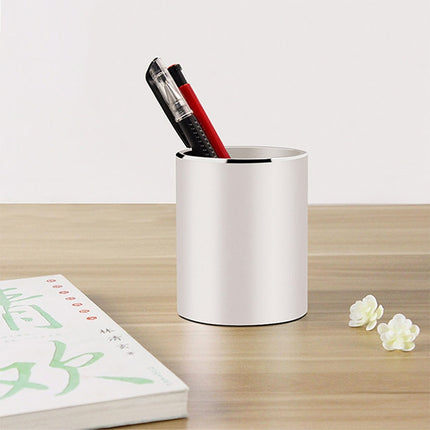 Aluminum Round Desk Pencil Holder Container Organizer Stationery Gift(Grey)-garmade.com