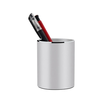 Aluminum Round Desk Pencil Holder Container Organizer Stationery Gift(Silver)-garmade.com