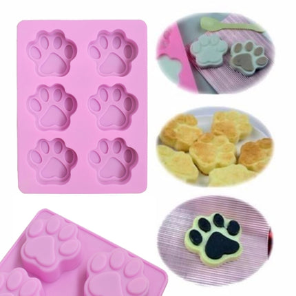 3 PCS Paw Soap Ice Cream Chocolate Cake Silicone Mold(Pink)-garmade.com