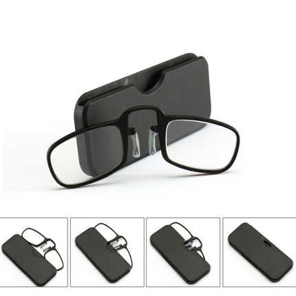 2 PCS TR90 Pince-nez Reading Glasses Presbyopic Glasses with Portable Box, Degree:+1.50D(Black)-garmade.com