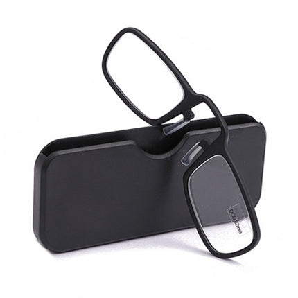 2 PCS TR90 Pince-nez Reading Glasses Presbyopic Glasses with Portable Box, Degree:+2.00D(Black)-garmade.com