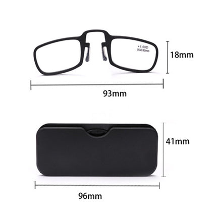 2 PCS TR90 Pince-nez Reading Glasses Presbyopic Glasses with Portable Box, Degree:+2.00D(Black)-garmade.com