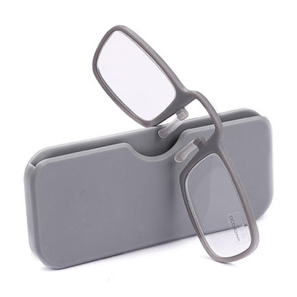2 PCS TR90 Pince-nez Reading Glasses Presbyopic Glasses with Portable Box, Degree:+2.50D(Grey)-garmade.com