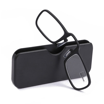 2 PCS TR90 Pince-nez Reading Glasses Presbyopic Glasses with Portable Box, Degree:+3.00D(Black)-garmade.com