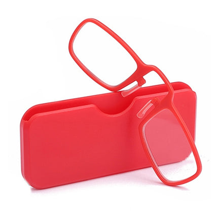 2 PCS TR90 Pince-nez Reading Glasses Presbyopic Glasses with Portable Box, Degree:+3.00D(Red)-garmade.com