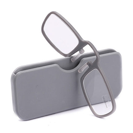 2 PCS TR90 Pince-nez Reading Glasses Presbyopic Glasses with Portable Box, Degree:+3.50D(Grey)-garmade.com