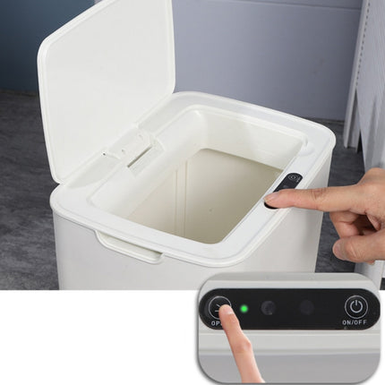 Fully-automatic with Lip Covered Household Living Room Kitchen Bathroom Intelligent Induction Trash Can, Style:Battery Type(White)-garmade.com