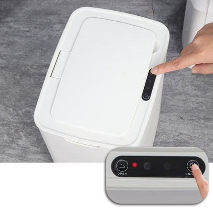 Fully-automatic with Lip Covered Household Living Room Kitchen Bathroom Intelligent Induction Trash Can, Style:Battery Type(White)-garmade.com