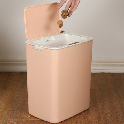 Fully-automatic with Lip Covered Household Living Room Kitchen Bathroom Intelligent Induction Trash Can, Style:Charged Type(Pink)-garmade.com