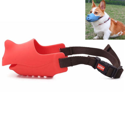 Pet Dog Muzzle Anti-bite Anti-call Silicone Muzzle, Size:XL(Red)-garmade.com