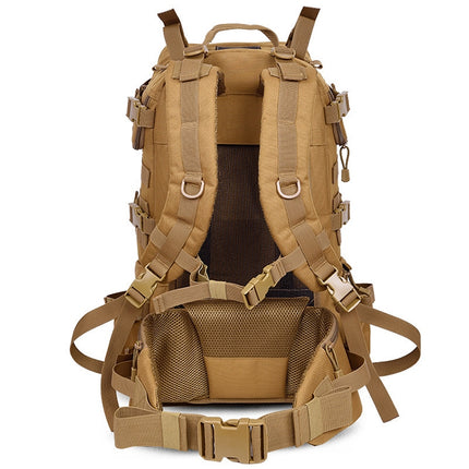 Waterproof Nylon Backpack Shoulders Bag Outdoors Hiking Camping Travelling Bag, Capacity:45L(Khaki)-garmade.com