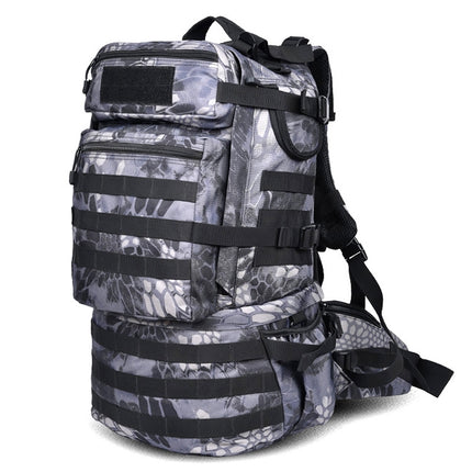 Waterproof Nylon Backpack Shoulders Bag Outdoors Hiking Camping Travelling Bag, Capacity:45L(Black Python)-garmade.com
