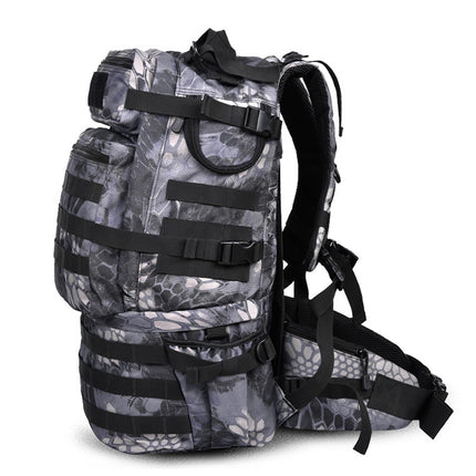 Waterproof Nylon Backpack Shoulders Bag Outdoors Hiking Camping Travelling Bag, Capacity:45L(Black Python)-garmade.com