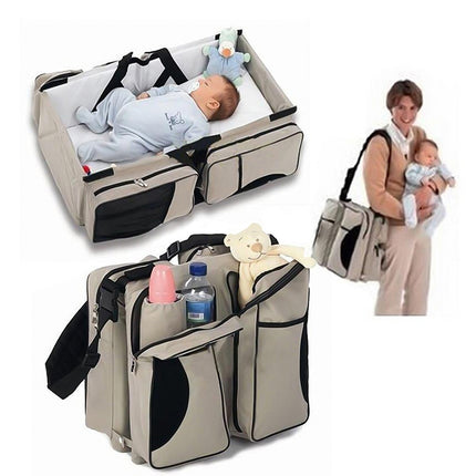 Newborn Baby Portable Travel Foldable Bed Mummy Pack Bag(Grey Coffee)-garmade.com