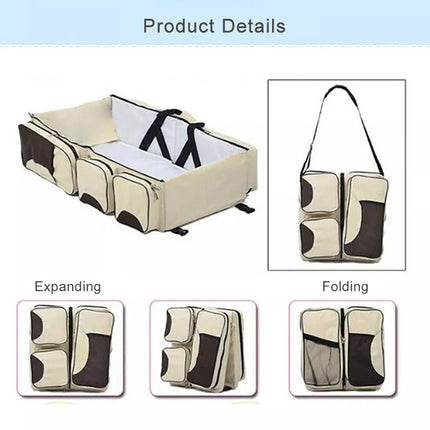 Newborn Baby Portable Travel Foldable Bed Mummy Pack Bag(Grey Coffee)-garmade.com