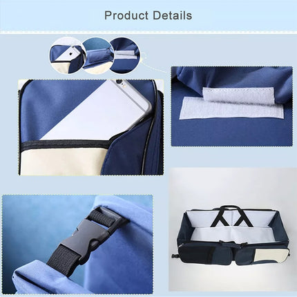 Newborn Baby Portable Travel Foldable Bed Mummy Pack Bag(Grey Coffee)-garmade.com