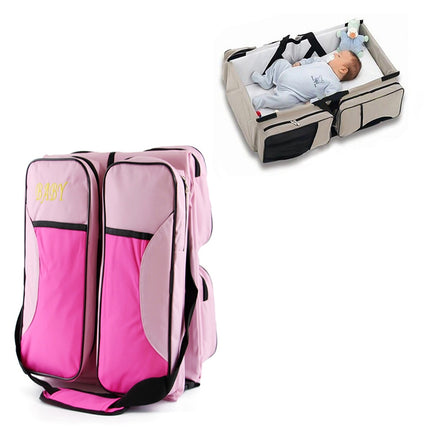 Newborn Baby Portable Travel Foldable Bed Mummy Pack Bag(Pink)-garmade.com