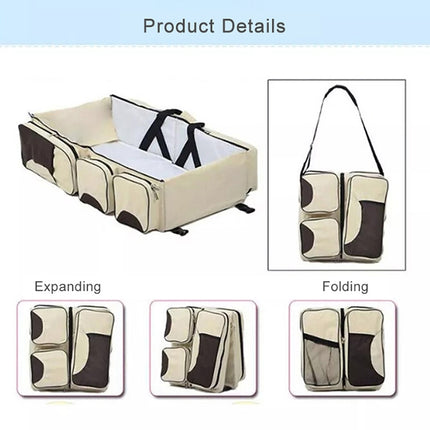 Newborn Baby Portable Travel Foldable Bed Mummy Pack Bag(Gey Blue)-garmade.com