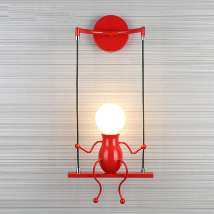 E27 LED Personality Creative Retro Wrought Iron Villain Wall Lamp without Bulb(Red)-garmade.com