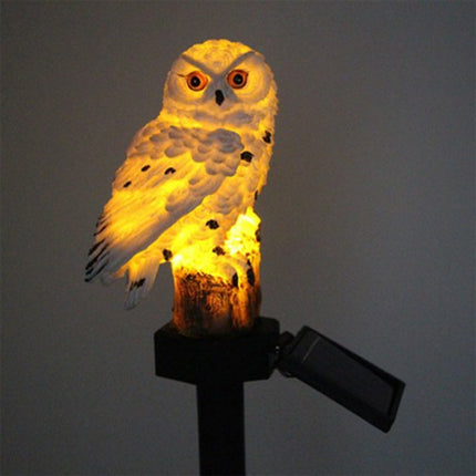 Solar Powered Owl Shape LED Night Light Garden Lawn Lamp(White)-garmade.com