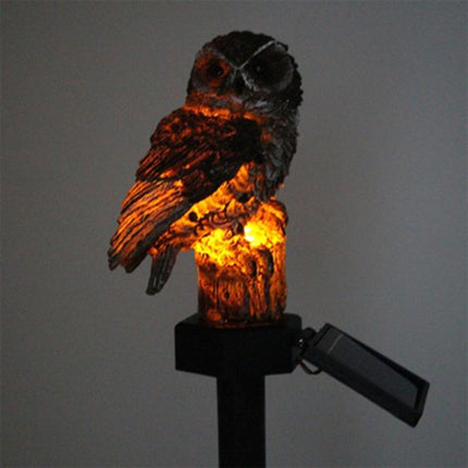 Solar Powered Owl Shape LED Night Light Garden Lawn Lamp(Brown)-garmade.com