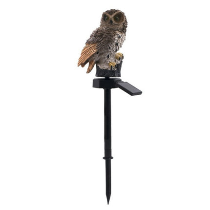 Solar Powered Owl Shape LED Night Light Garden Lawn Lamp(Brown)-garmade.com