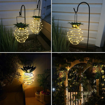 30 LEDs Outdoor Iron Pineapple String Solar Lantern Telescopic Chandelier Modern Porch Light-garmade.com