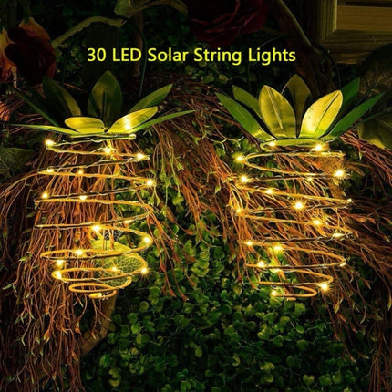 30 LEDs Outdoor Iron Pineapple String Solar Lantern Telescopic Chandelier Modern Porch Light-garmade.com