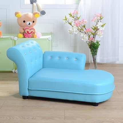 Fashion Kindergarten Leather Art Child Seat Children Sofa Chair Sponge Recliner(Blue)-garmade.com