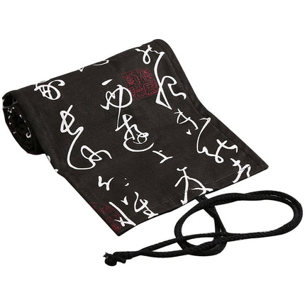 Calligraphy Cute Canvas Roll School Pencil Case Pencilcase Student Pen Bag Stationery Pouch Supplies(48 Holes)-garmade.com