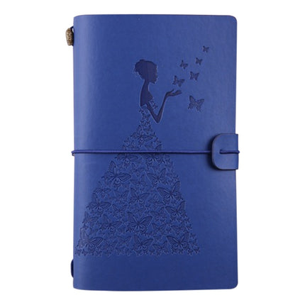 BSD020 Pretty Butterfly Lady Vintage Travelers Notebook Diary Notepad PU Leather Literature Journal Planners School Stationery(Blue)-garmade.com