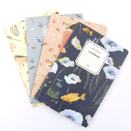 4 PCS G12G108 Kawaii Cute Nature Flowers Birds Animal Notebook Painting Diary Book Journal Record Office School Supplies, Random Color Delivery-garmade.com