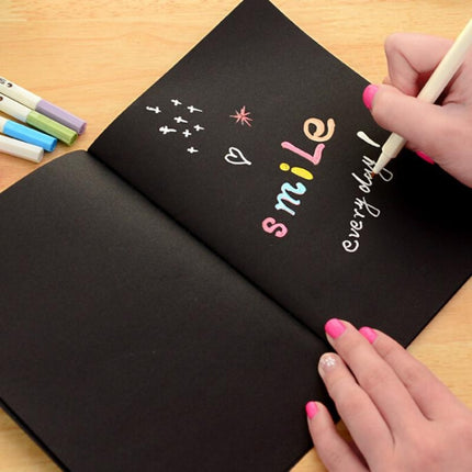 3 PCS Sketchbook Diary Drawing Painting Graffiti Soft Cover Black Paper Sketch Book Notebook Office School Supplies Gift, Size:L 16K-garmade.com