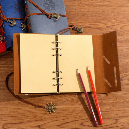 P697 Creative Corsair Anchor Stationery Notepad Office Supplies School Cute Retro Spiral Notebook Diary Book(Grey)-garmade.com