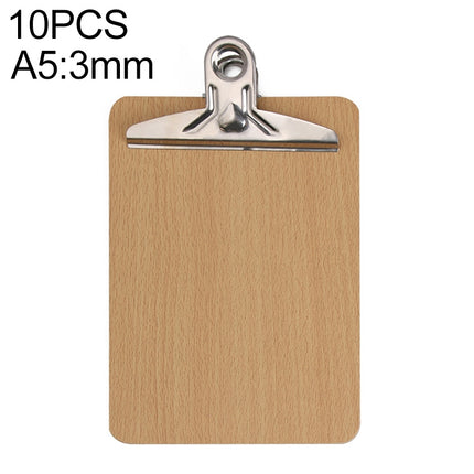 10 PCS Portable A4 / A5 Wooden Writing Clip Board File Hardboard with Batterfly Clip, Size:A5, Type:3mm thick-garmade.com