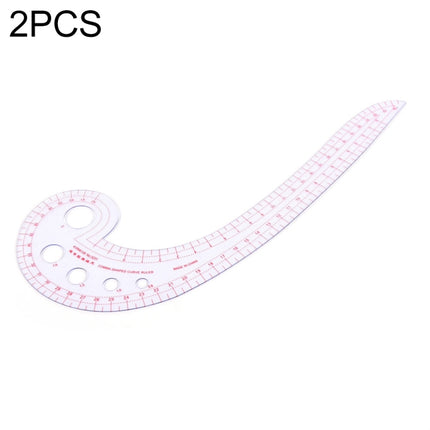 2 PCS Long Comma Shaped Plastic Transparent Curve Ruler(Transparent)-garmade.com