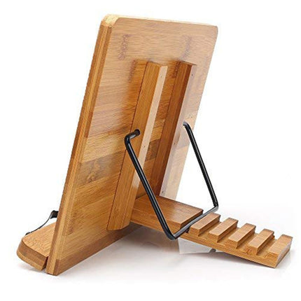 Wood Tablet Bookends Bracket Cookbook Textbooks Document Bamboo Foldable Reading Rest Book Stand, Type:Light Board Medium-garmade.com