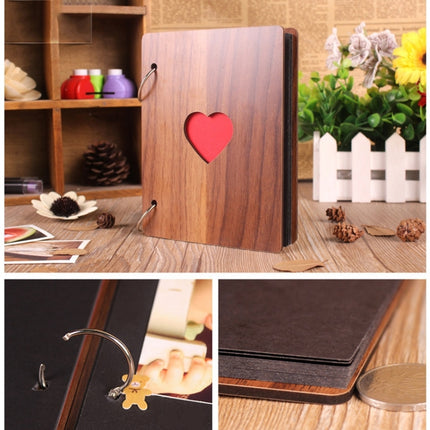 3 PCS 6 inch 32 Pages Wooden Photo Album Baby Growth Memory Life Photo Record Book(Brown)-garmade.com