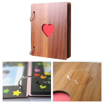 3 PCS 6 inch 32 Pages Wooden Photo Album Baby Growth Memory Life Photo Record Book(Brown)-garmade.com