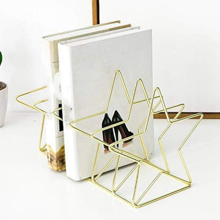 Gold S Shape Electroplated Bookend Desk Organizer Desktop Office Home Bookends Book Holder Book Stand Creative Bookshelf(Gold)-garmade.com