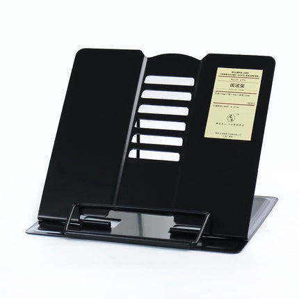 Portable Metal Adjustable Reading Book Holder Support iPad Document Book Shelf Bookstand, Size:Small(Black)-garmade.com