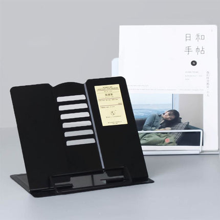 Portable Metal Adjustable Reading Book Holder Support iPad Document Book Shelf Bookstand, Size:Small(Black)-garmade.com