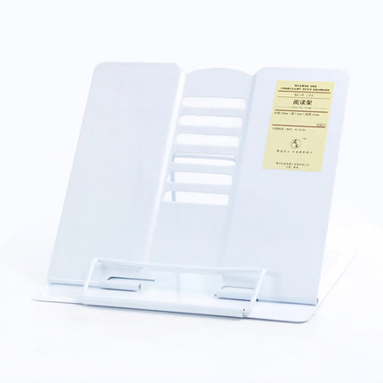Portable Metal Adjustable Reading Book Holder Support iPad Document Book Shelf Bookstand, Size:Small(White)-garmade.com