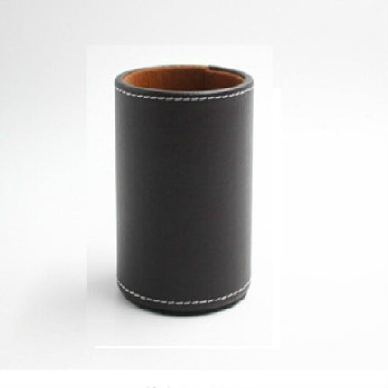 Faux Leather Leather Penholder Desk Supplies Organizer(Brown)-garmade.com